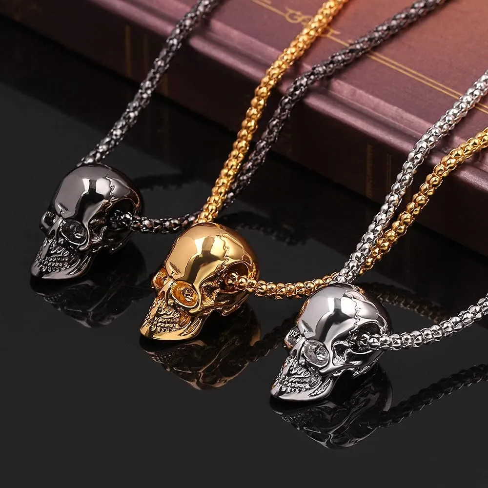 Skull Necklace for Men,Gothic Skull Skeleton Pendant Necklace,Punk Stainless Steel Necklace,Skull Jewelry Gifts for Men Women