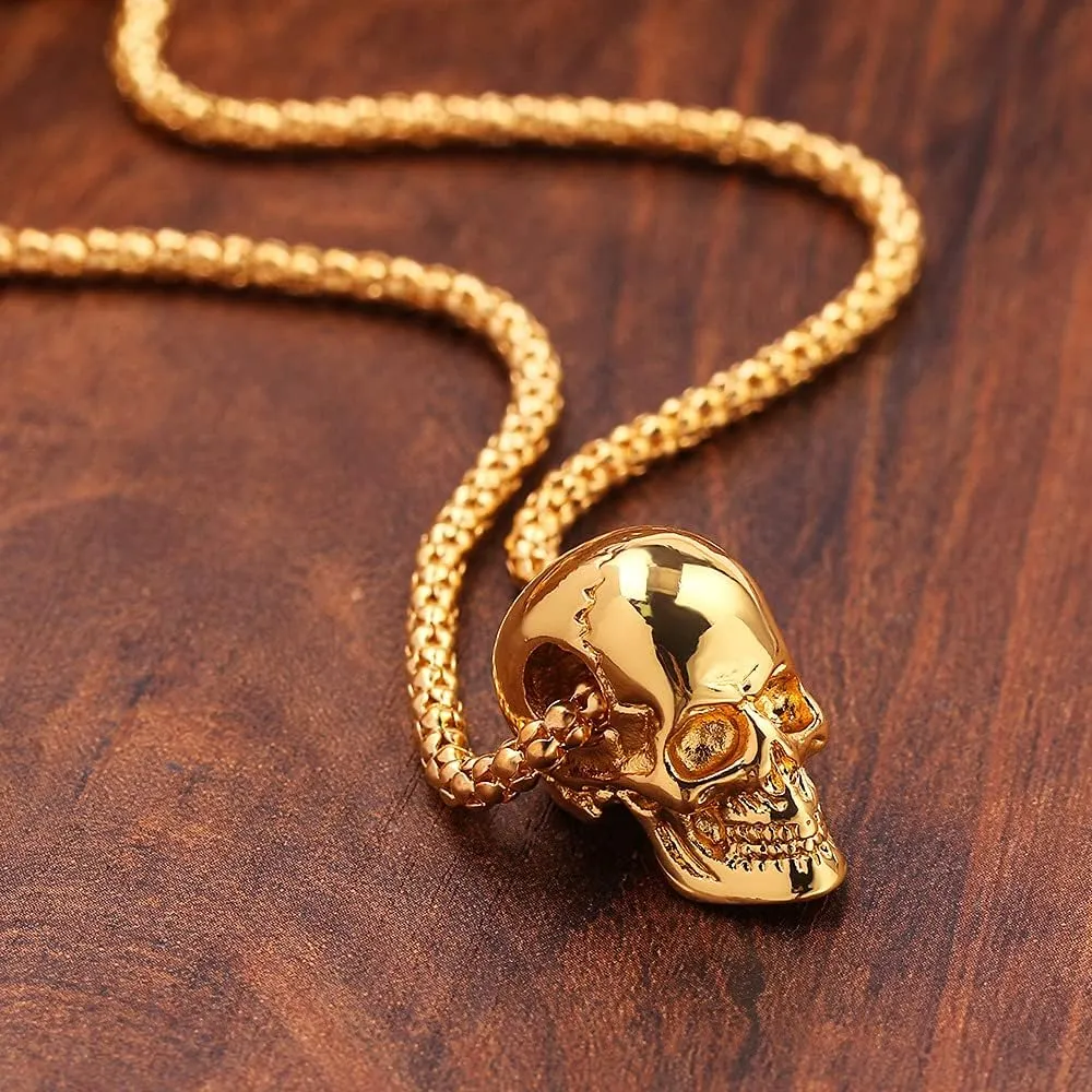 Skull Necklace for Men,Gothic Skull Skeleton Pendant Necklace,Punk Stainless Steel Necklace,Skull Jewelry Gifts for Men Women