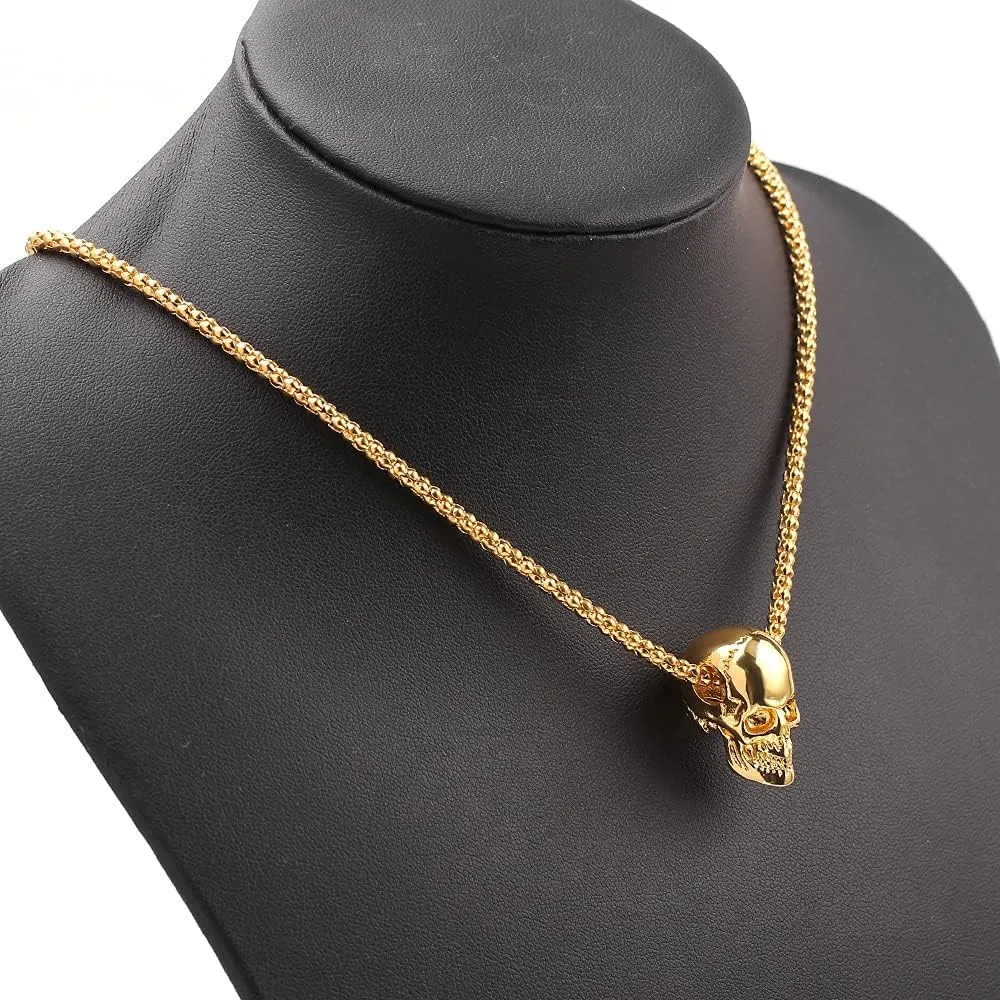 Skull Necklace for Men,Gothic Skull Skeleton Pendant Necklace,Punk Stainless Steel Necklace,Skull Jewelry Gifts for Men Women