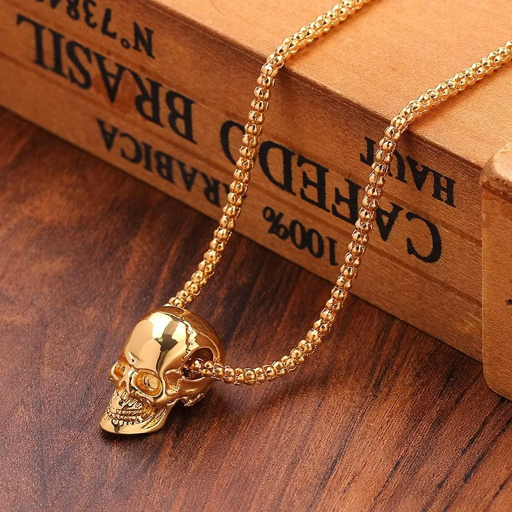 Skull Necklace for Men,Gothic Skull Skeleton Pendant Necklace,Punk Stainless Steel Necklace,Skull Jewelry Gifts for Men Women