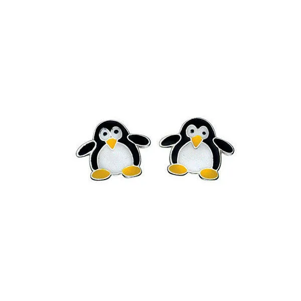 Sterling Silver Penguin Stud Earrings