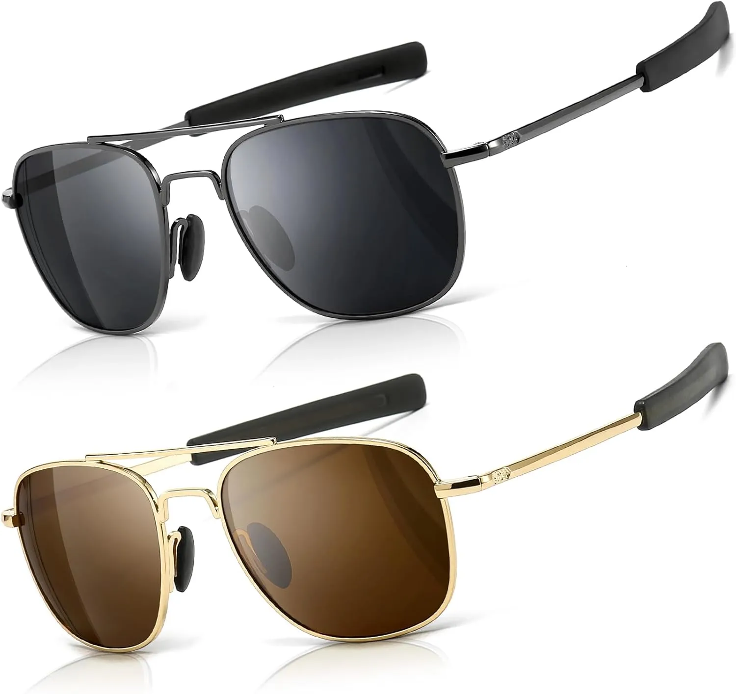 SUNGAIT Men's Military Style Polarized Pilot Aviator Sunglasses Bayonet Temples