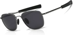 SUNGAIT Men's Military Style Polarized Pilot Aviator Sunglasses Bayonet Temples