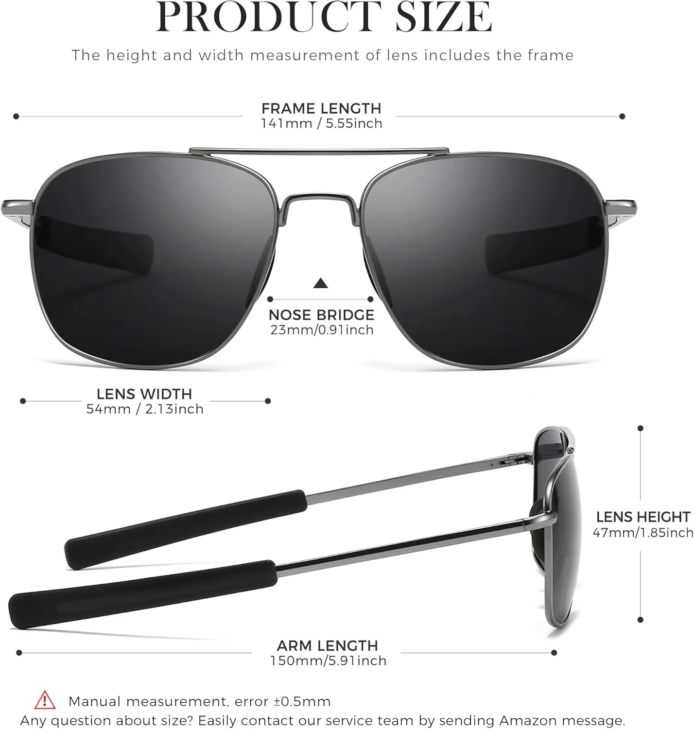 SUNGAIT Men's Military Style Polarized Pilot Aviator Sunglasses Bayonet Temples