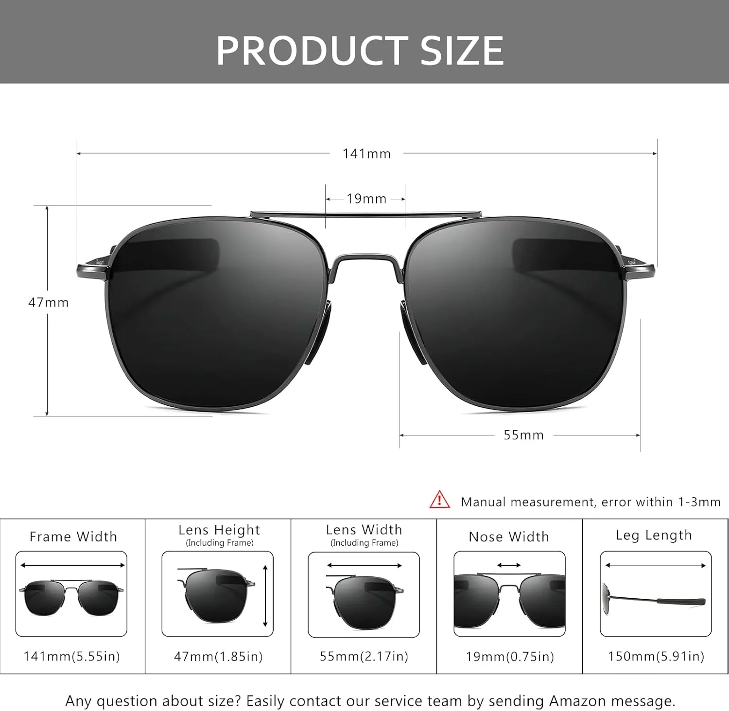 SUNGAIT Men's Military Style Polarized Pilot Aviator Sunglasses Bayonet Temples