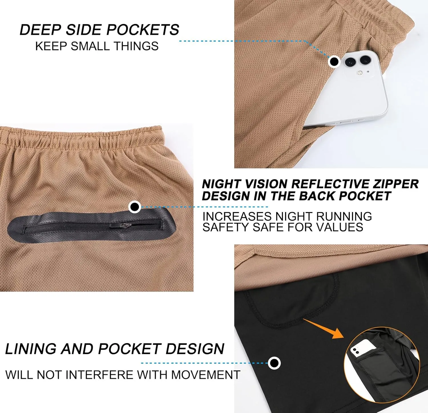 Suwangi Men's 2 in 1 Workout Running Shorts 7" Lightweight Quick-Dry Short Gym Athletic Training Yoga Short with Phone Pocket