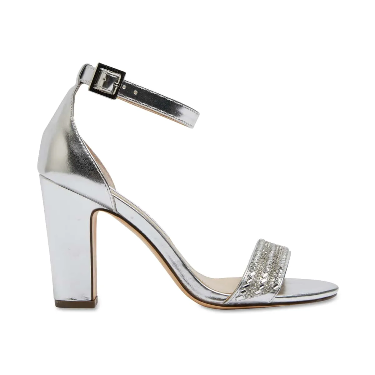 Suzette Heel in Silver Satin