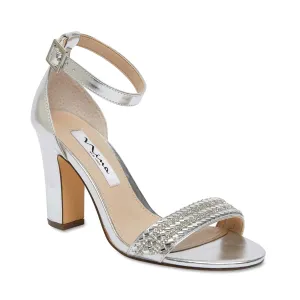Suzette Heel in Silver Satin