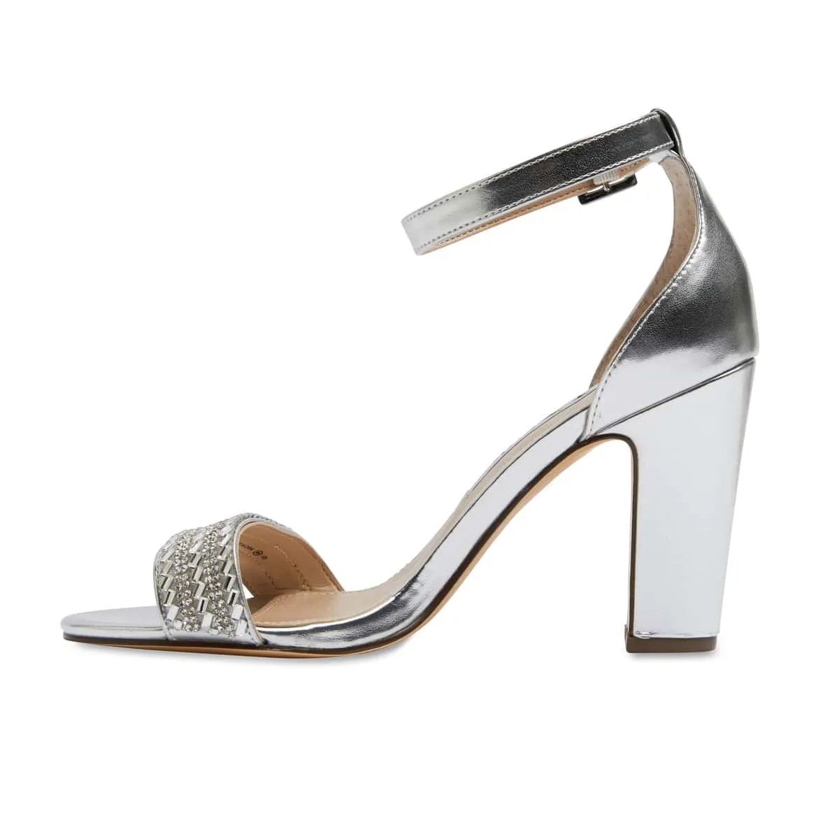 Suzette Heel in Silver Satin