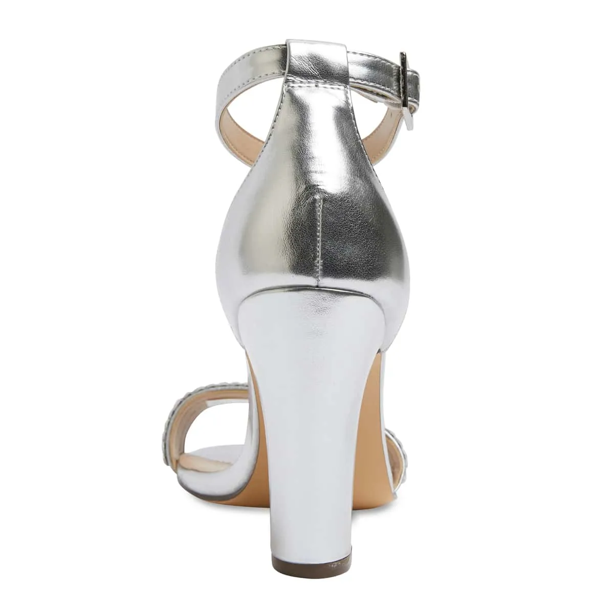 Suzette Heel in Silver Satin