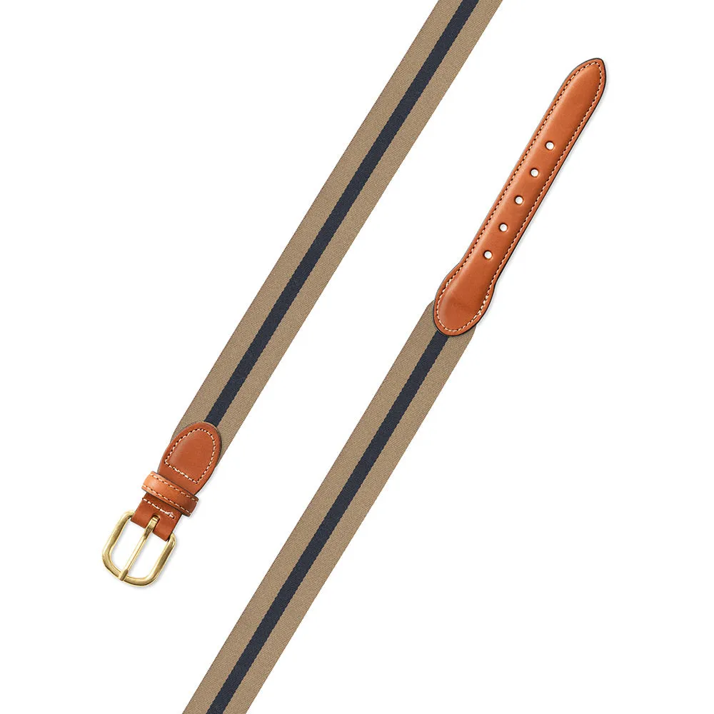 Tan & Navy Belgian Surcingle Leather Tab Belt