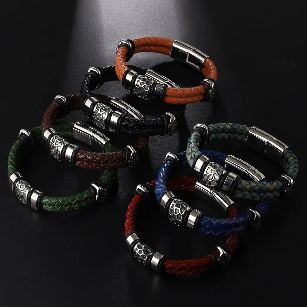 The Pellegrini Double-Layer Leather Bracelet