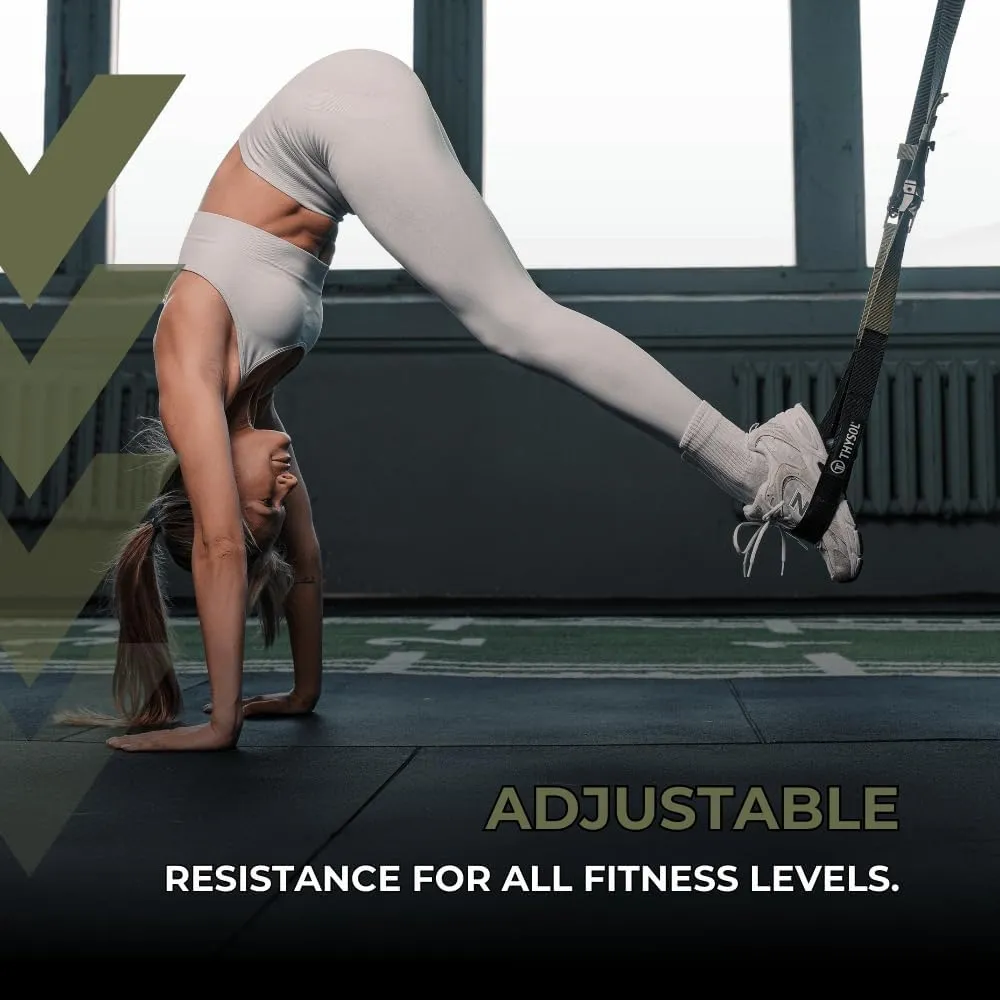 THYSOL Resistance Trainer Pro Xtreme Straps Army | Sling Trainer Set with Adjustable Door Anchor | Fitness Home Workouts - Suitable for Travelling & for Training Indoor & Outdoor