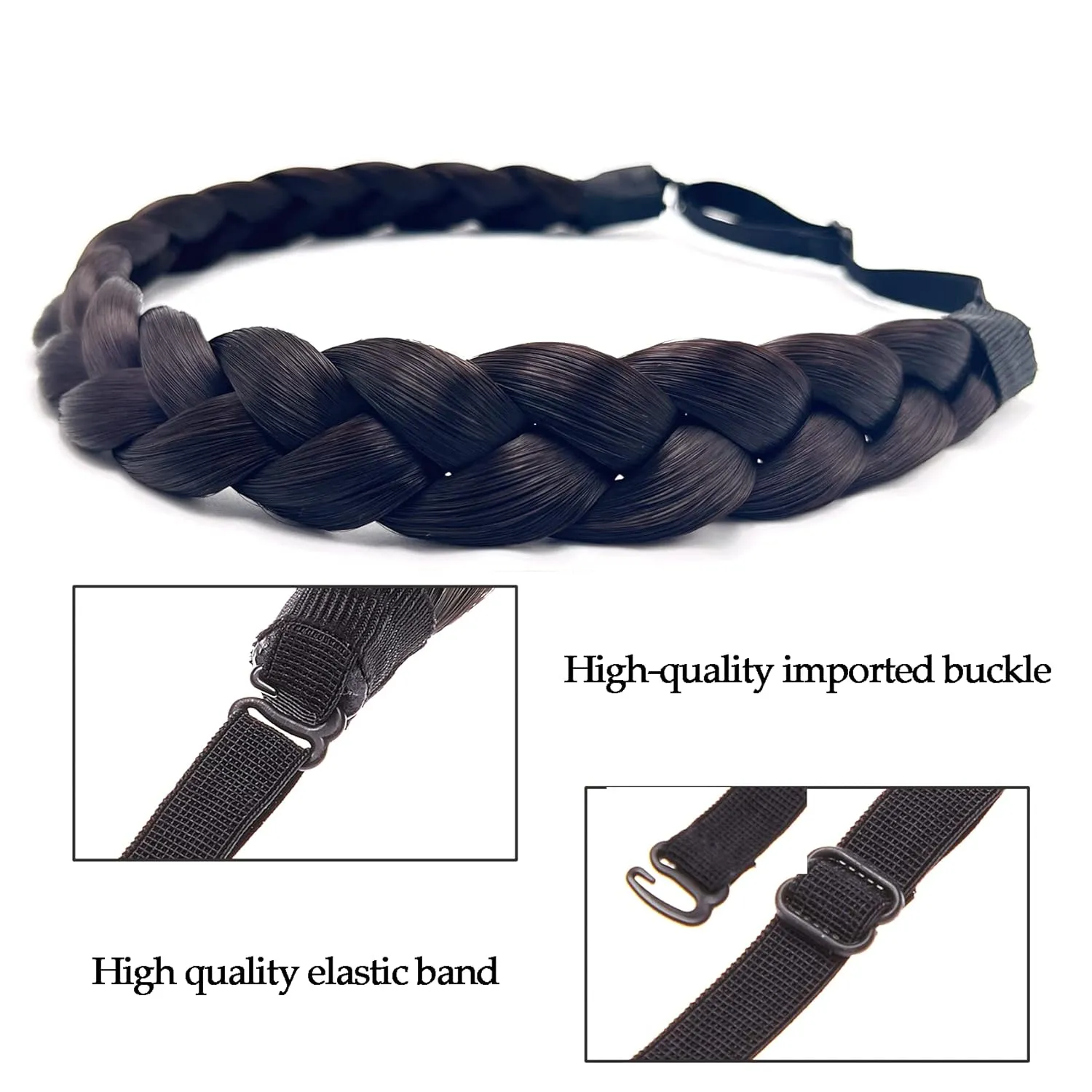 TOECWEGR Braid Headband 3 Strands Synthetic Braided Headbands Stretch Plaited Hairpiece Fashion Girl Costume Hair Accessories