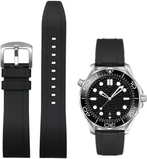 Watch Band Quick Release Fluororubber 19mm 20mm 21mm 22mm Soft Durable Universal FKM Rubber Replacement Band Strap for Men Women