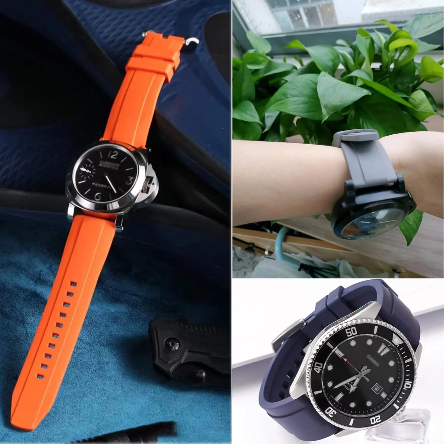 Watch Band Quick Release Fluororubber 19mm 20mm 21mm 22mm Soft Durable Universal FKM Rubber Replacement Band Strap for Men Women