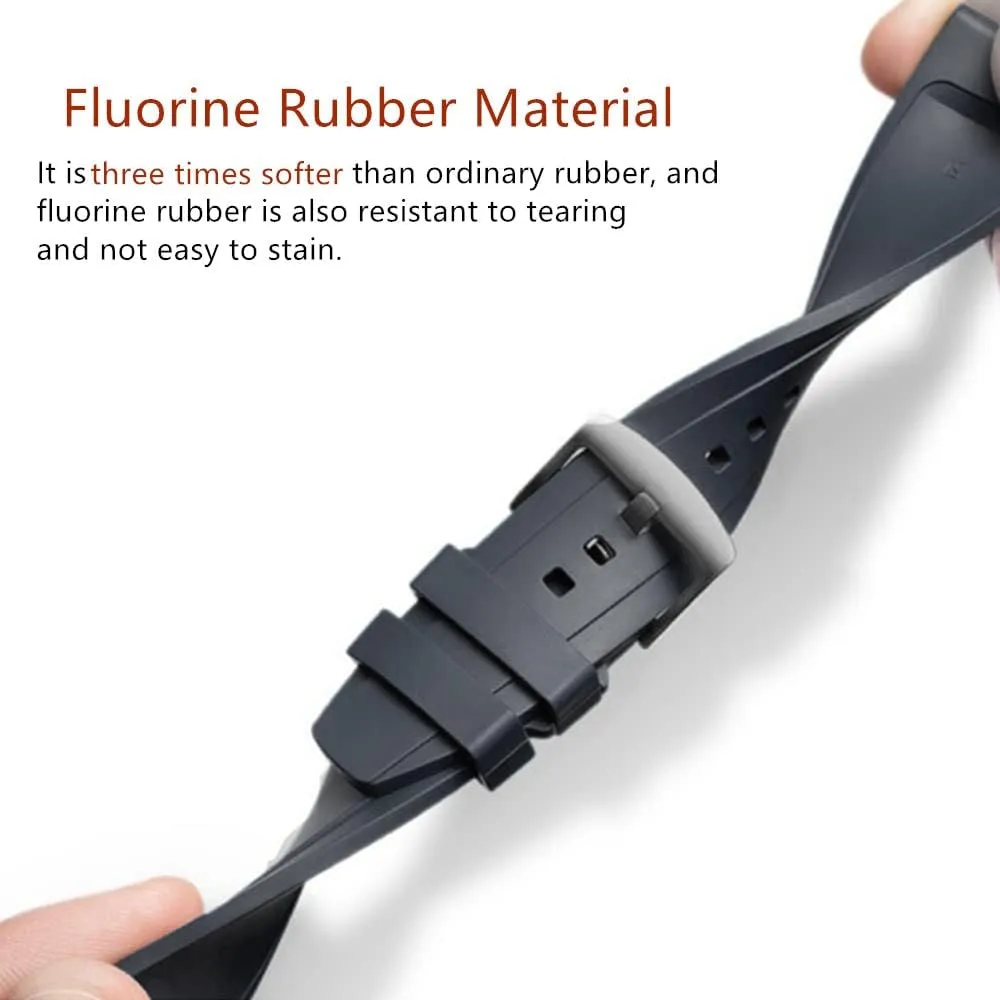 Watch Band Quick Release Fluororubber 19mm 20mm 21mm 22mm Soft Durable Universal FKM Rubber Replacement Band Strap for Men Women