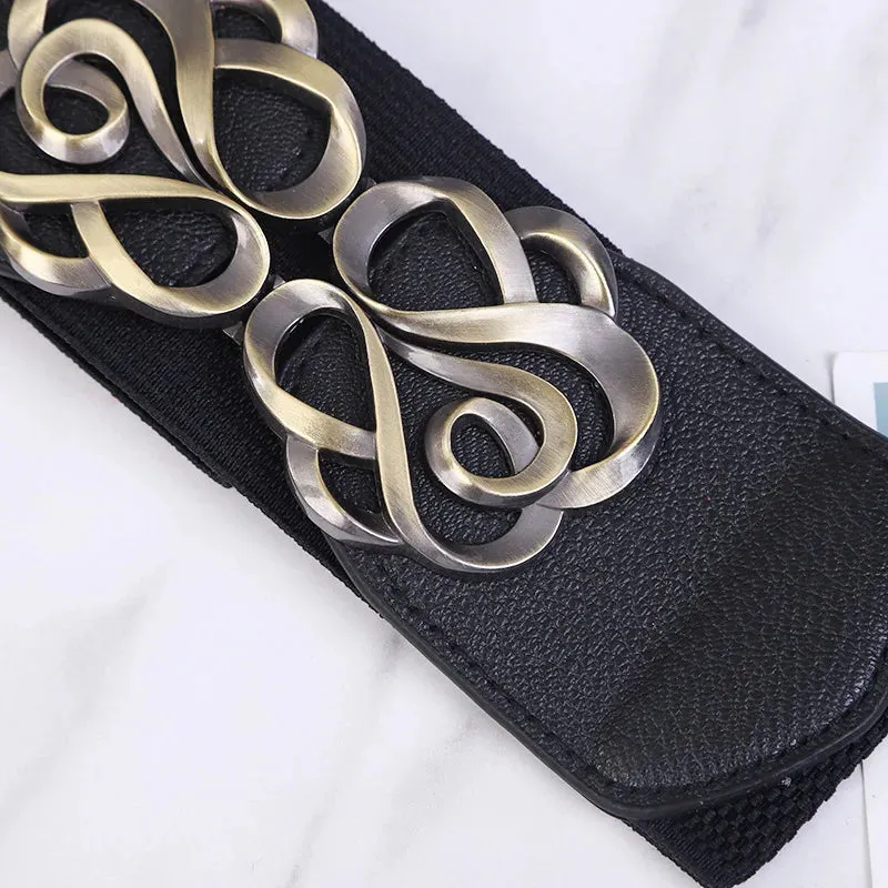 Women Wide Elastic Waist Vintage Belt