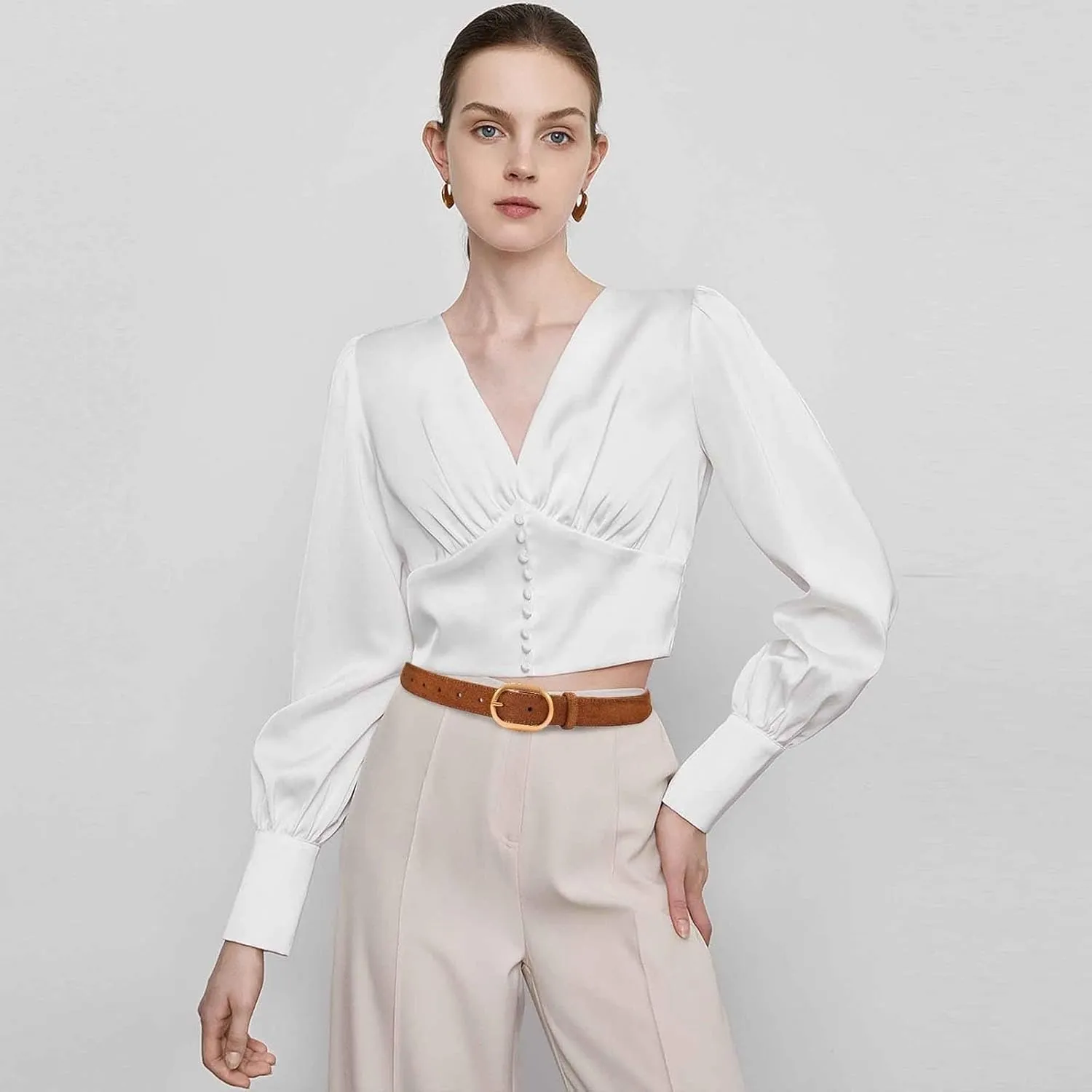 Womens Leather Suede Belt Brown Waist Belt for Casual Dress Jeans Ladies Genuine Leather Gold Buckle Belt